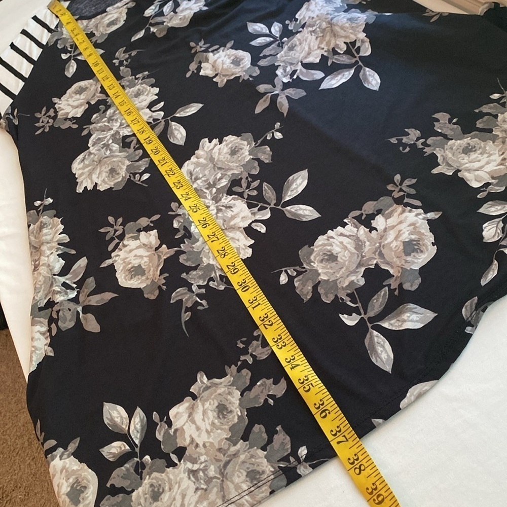 Jules & James dress below knee flowy long sleeves pockets florals/stripe Sz L - Picture 3 of 9
